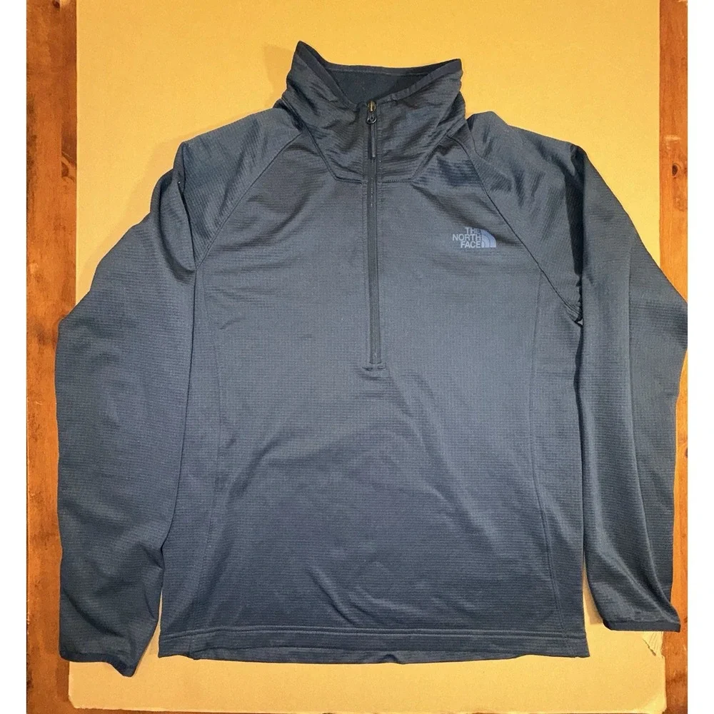 THE NORTH FACE Men's Sweatshirt Quarter Zip Navy Blue Long Sleeve Size L
